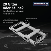 Storage and transport pallet | for 20 panel fences | or 20 mobile fences | length: 2,00 m, galvanized